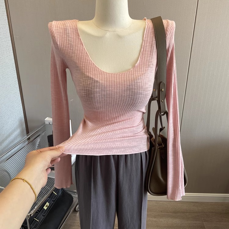 薄款微透打底衫韩版修身长袖T恤
