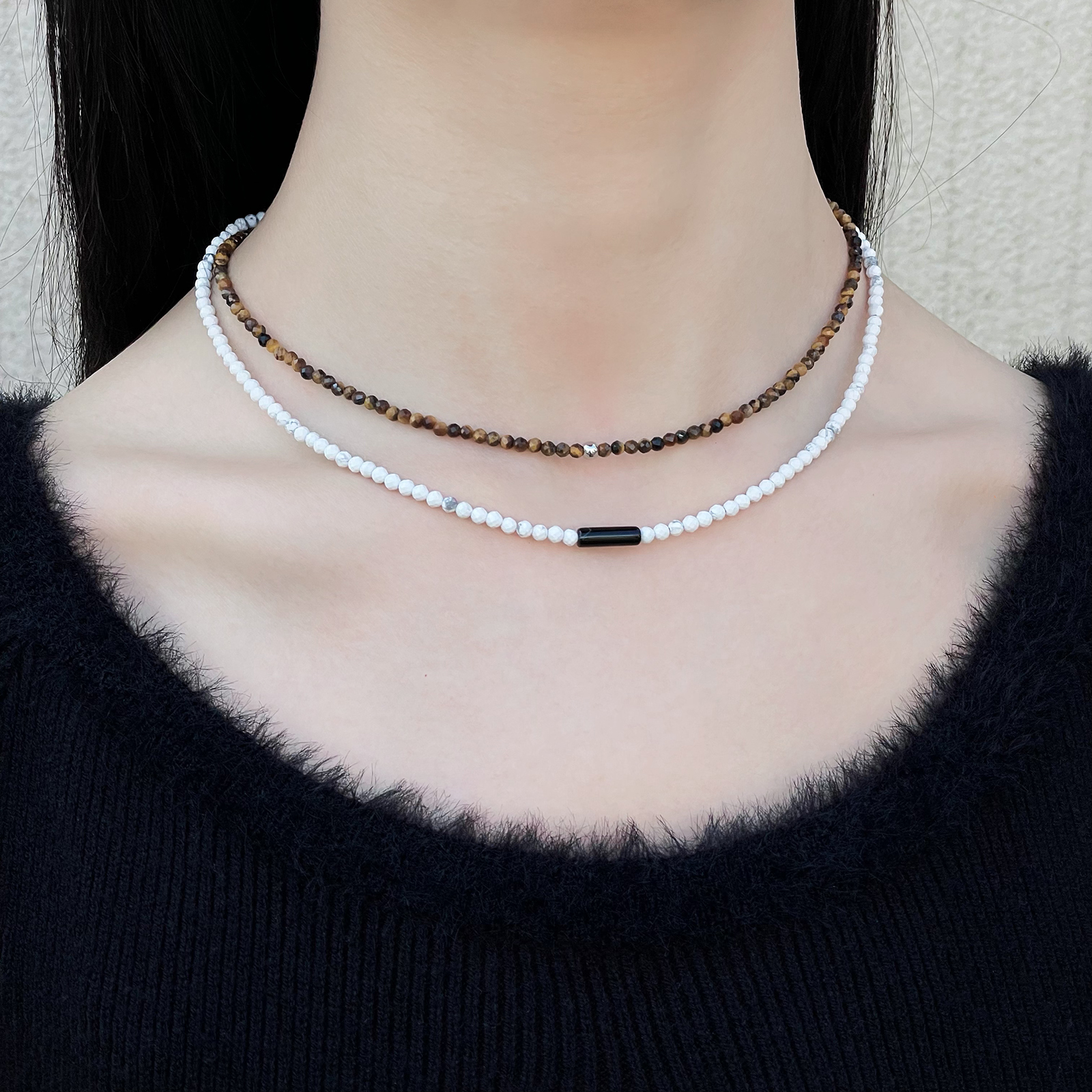 项链高颜值学生党生日礼品白松石天河石石榴石紫水晶锁骨链颈链女