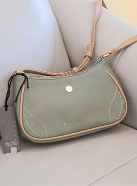 美国外贸新款橄榄绿色小清新斜挎包 高级感小众法棍包新月包女