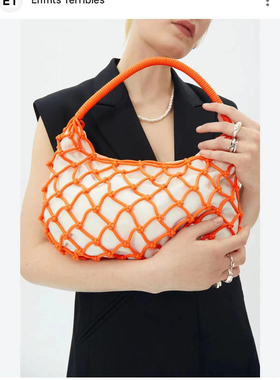 瑞典时尚网眼腋下包 镂空新潮编织女包日系文艺休闲橙色单肩小包