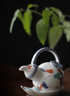日本产中古全新釉下彩手握杯茶杯主人杯一口杯茶壶玉露壶茶具
