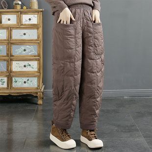 子高腰显瘦直筒哈伦裤 妈妈裤 女外穿冬季 东北零下40度防寒羽绒棉裤
