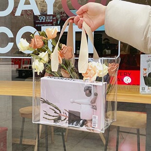 ins风透明手提袋礼品袋母亲节礼品袋手提袋ins婚礼伴娘伴手礼包装