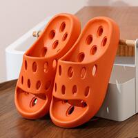 Women's indoor home bathroom anti-slip, leak-proof, quick-drying, hollowed-out couple's poop feel, thick-soled cool slippers for men thumbnail 4