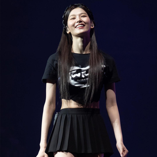 衣服露脐辣妹 林娜琏sana同款 TWICE爱心字母款 五巡演唱会周边短袖