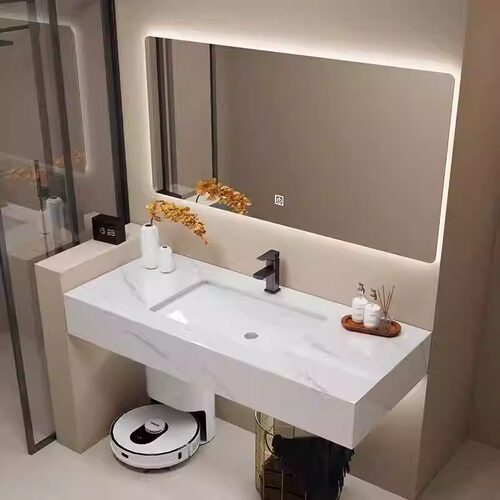 现代简约卫生间洗手盆酒店民宿洗漱台岩板台下盆洗脸盆浴室柜套装
