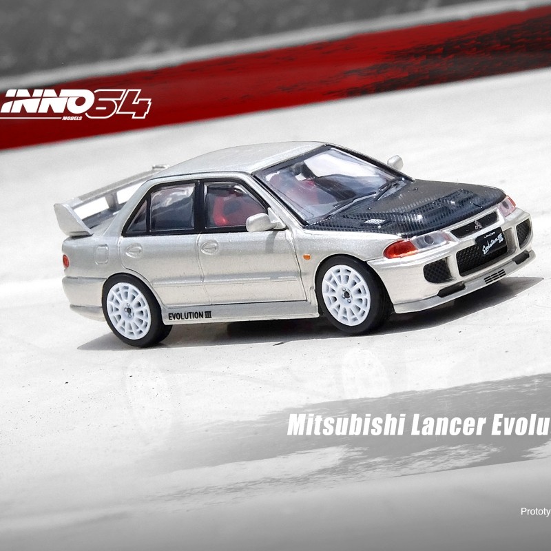 inno 1:64 三菱 evo3 lancer evolution iii 银色碳盖合金汽车模