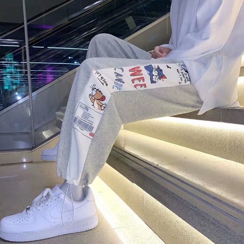 运动裤子男夏季抽绳束脚薄款卫裤