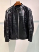 2024秋冬新款 鳄鱼皮真皮皮衣男轻奢皮夹克尼罗鳄翻领男装 高端皮衣