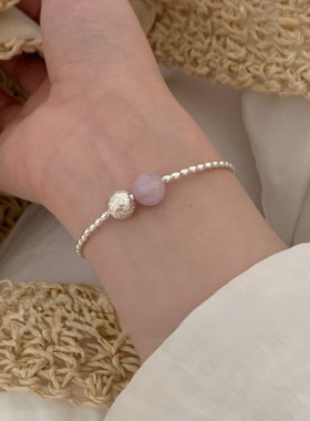 ins风S925纯银银米珠紫水晶手链