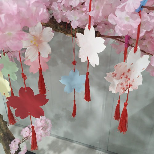 古风樱花空白许愿卡节日吊卡
