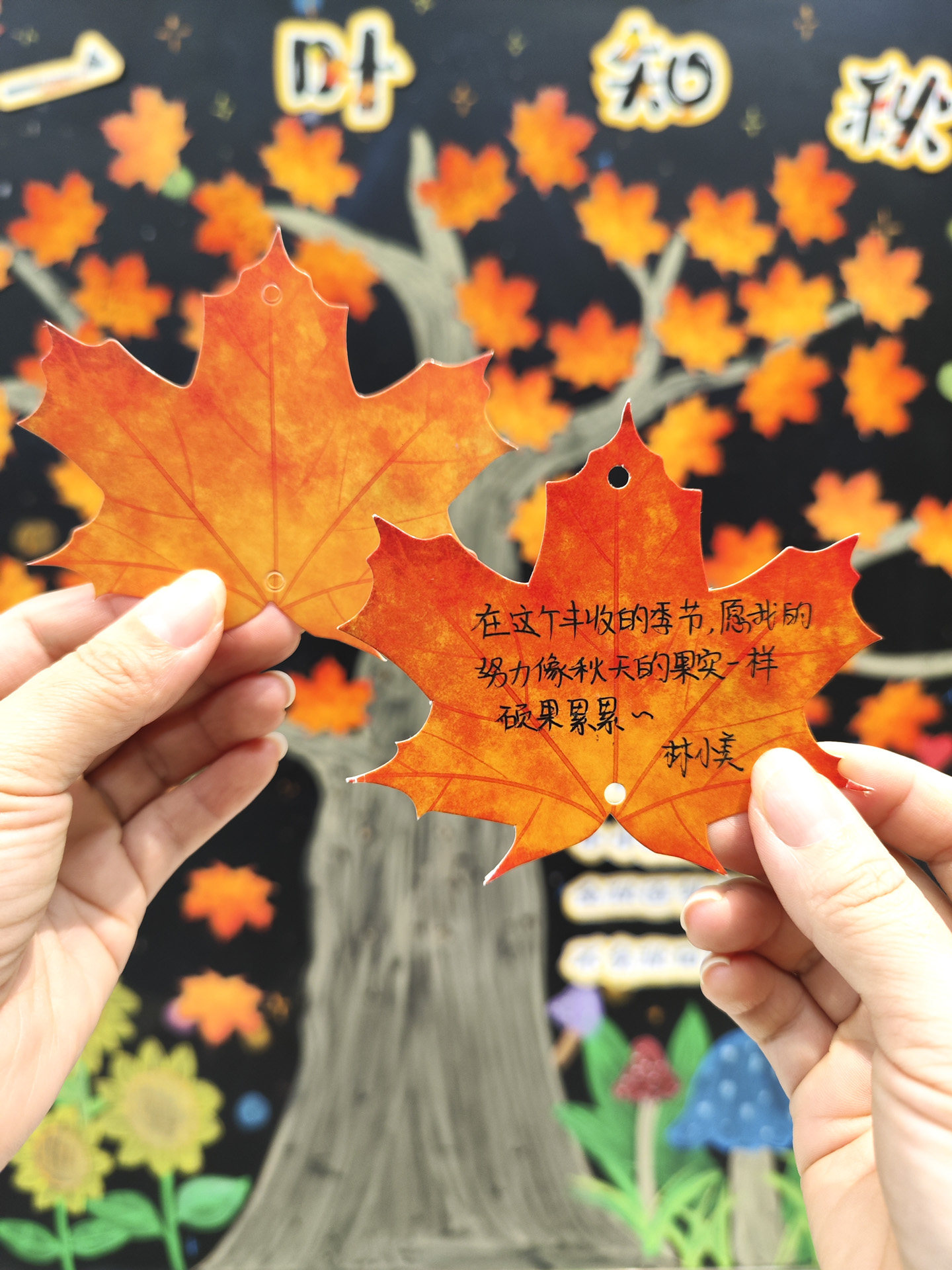 创意枫树叶卡片纸书签秋天环创布置许愿牌幼儿园学生手写心愿贺卡