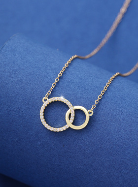 简约设计不对称大小双环锁骨链