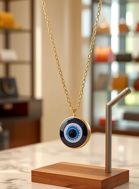 不掉色钛钢链条恶魔之眼项链