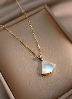 设计感扇形裙子钛钢项链女