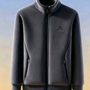 中老年休闲男外套厚加绒爸爸装 卫衣春秋款 立领 奥粒绒男士 2026新款