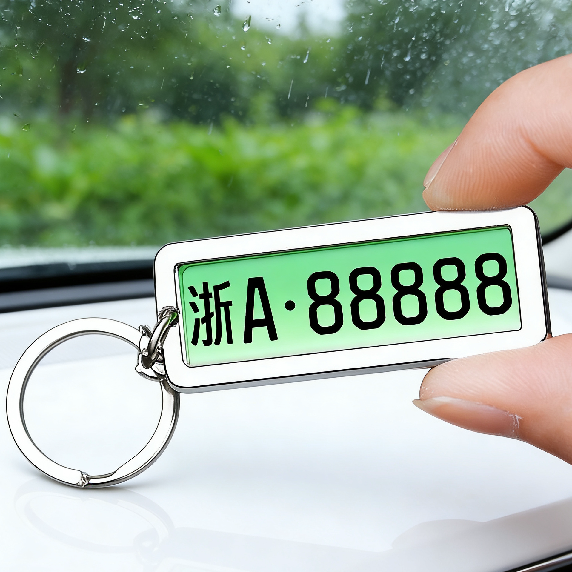 新能源绿牌车牌号码钥匙扣定制刻字手机号码挂件个性创意车男女生