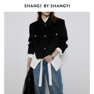 SHANG1 SHANGYI秋装 外套女气质高级感羊驼毛腰部曲线香风夹克