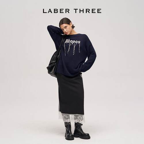 LABERTHREE精选小牛皮大头厚底骑士靴子美拉德风机车靴长筒不过膝