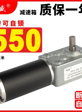 42ZY涡轮蜗杆直流减速电机12v24V直角可调速齿轮大扭力自锁小马达