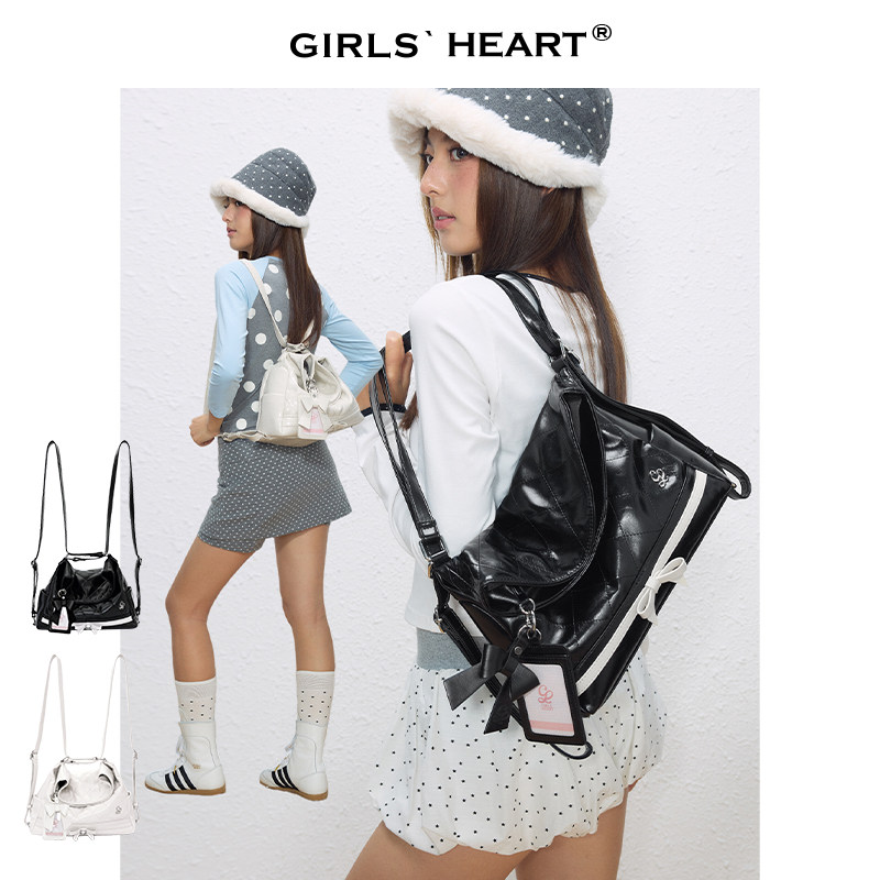 少女心球 菱格两用双肩包 25秋冬韩系小香风高级感大容量百搭背包