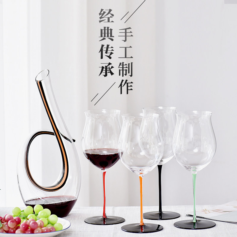 大号手工红酒杯红杆波尔多勃艮第葡萄酒杯水晶玻璃杯高脚杯礼盒装