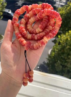 阿根廷三文鱼红纹石小桶珠手链