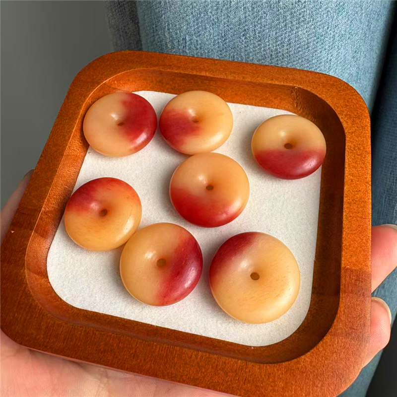 天然满血骆驼骨平安扣吊坠女背云扣子佛珠手串金刚菩提文玩配饰男