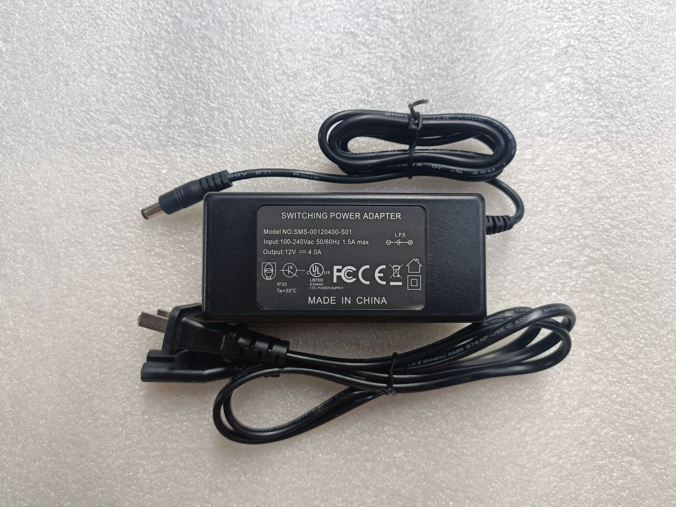 山木森12v4a电源适配器SMS-00120400-S01电源供应器插头5.5*2.1MM