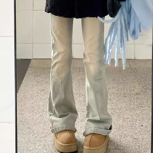 黄泥色窄版牛仔裤女秋季韩版ins高腰显瘦学生百搭弹力烟管直筒裤