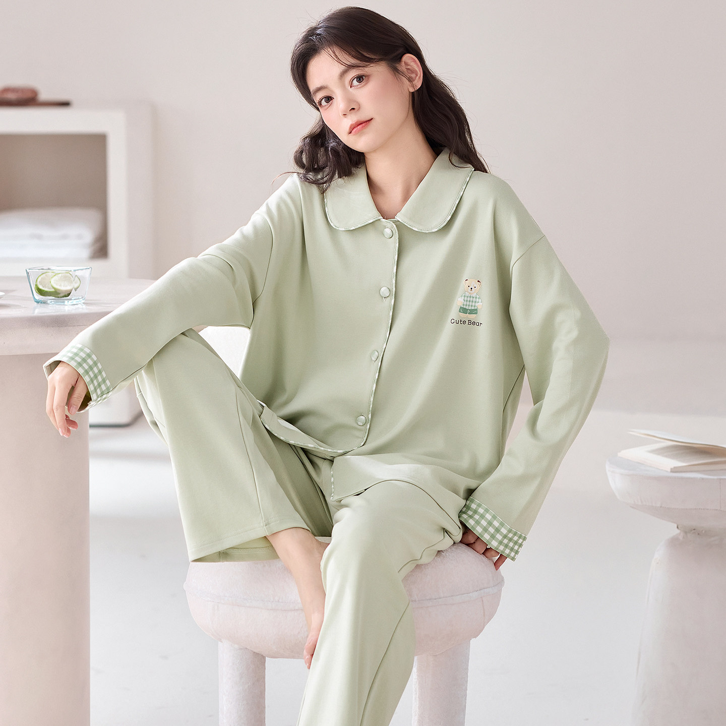 睡衣女款2026新款春秋冬季纯棉长袖中年妈妈可外穿大码家居服套装