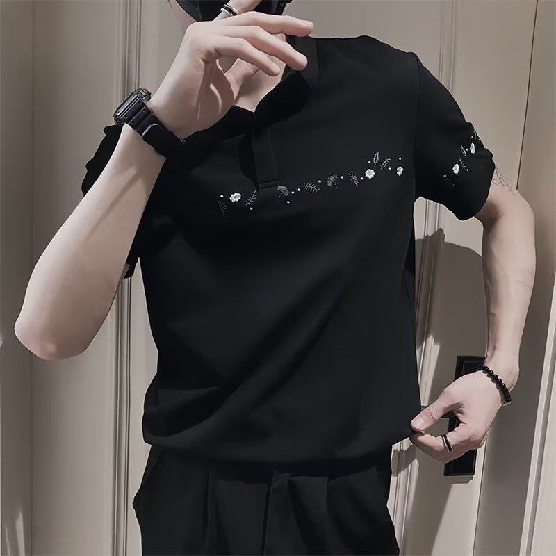 夏季刺绣短袖polo衫男潮牌翻领半袖体恤新夏潮流T恤513PL063P28图片