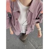 美式復(fù)古紫色顯白短袖襯衫女夏季潮牌中性風(fēng)個性襯衣513DC1702P37，女裝襯衫，星座513