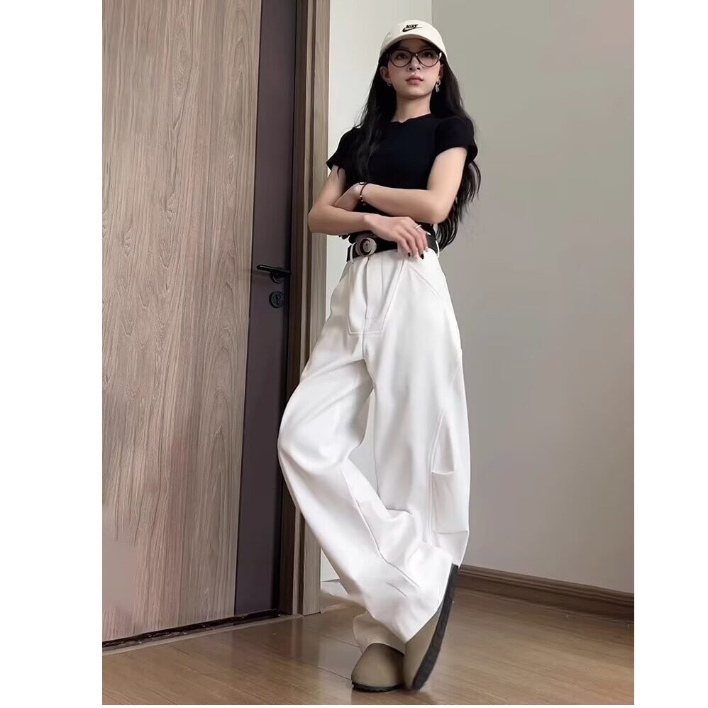 高街拼接微弯刀阔腿牛仔裤男女慵懒百搭宽松拖地裤513CK077P48,男装牛仔裤,星座513