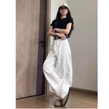 高街拼接微弯刀阔腿牛仔裤男女慵懒百搭宽松拖地裤513CK077P48，男装牛仔裤，星座513