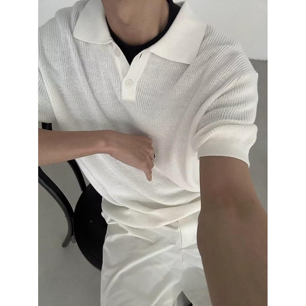 黑色Polo衫男v领上衣服夏季薄款透气短袖t恤男513DX555P48,男装T恤,星座513