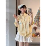 多巴胺韩版时尚慵懒感夏男女宽松休闲百搭短袖衬衫513DX171P40，男装T恤，星座513