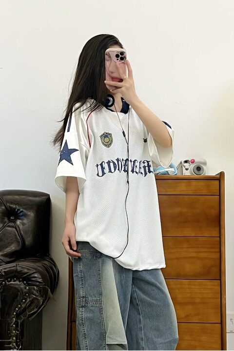 美式透气夏季球服男女高街潮牌痞帅炸街短袖T恤情侣513DX137P35,男装T恤,星座513