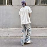 美式高街潮牌水洗乞丐破洞牛仔裤男夏季修身直筒裤513CK1221P45，女装牛仔裤，星座513