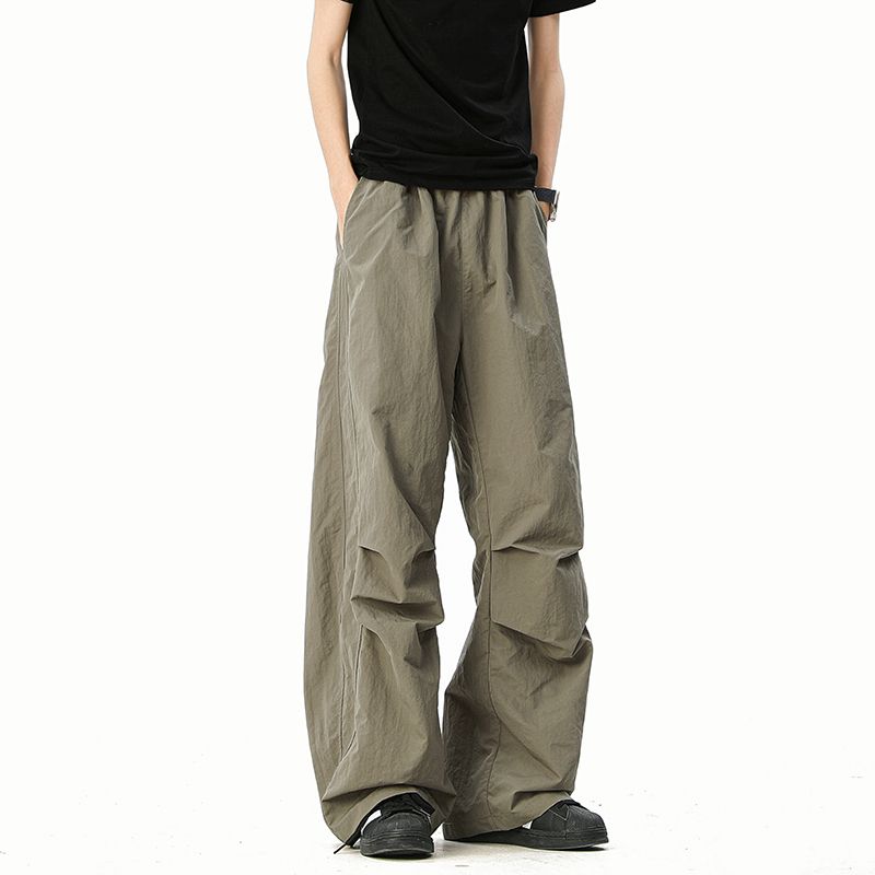GENIOLAMODE冰丝速干伞兵工装裤子男士夏季薄款垂感阔腿直筒休闲，男装休闲裤，星座513