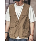 日系复古工装马甲男夏季多口袋无袖坎肩背心外套513MJ1268P35，男装背心/马甲，星座513