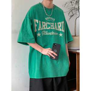 夏季 新品男女同款水洗做旧潮流印花短袖T恤男2310P40 514-7图片