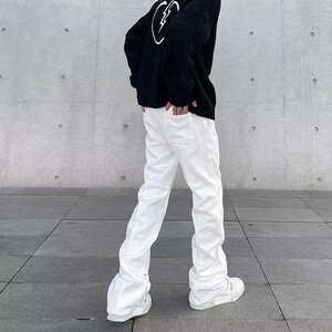 潮流长裤宽松直筒水洗高腰直脚男夏季拉链慵懒牛仔裤513CK009P42图片