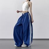 美式运动裤女夏季新款薄款休闲阔腿侧边条工装裤513CK1235P38，女装休闲裤，星座513