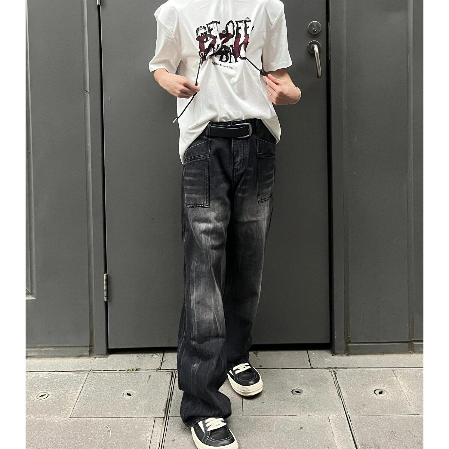 美式复古水洗直筒牛仔裤男宽松垂感高街街头裤子潮513CK043P40,男装牛仔裤,星座513