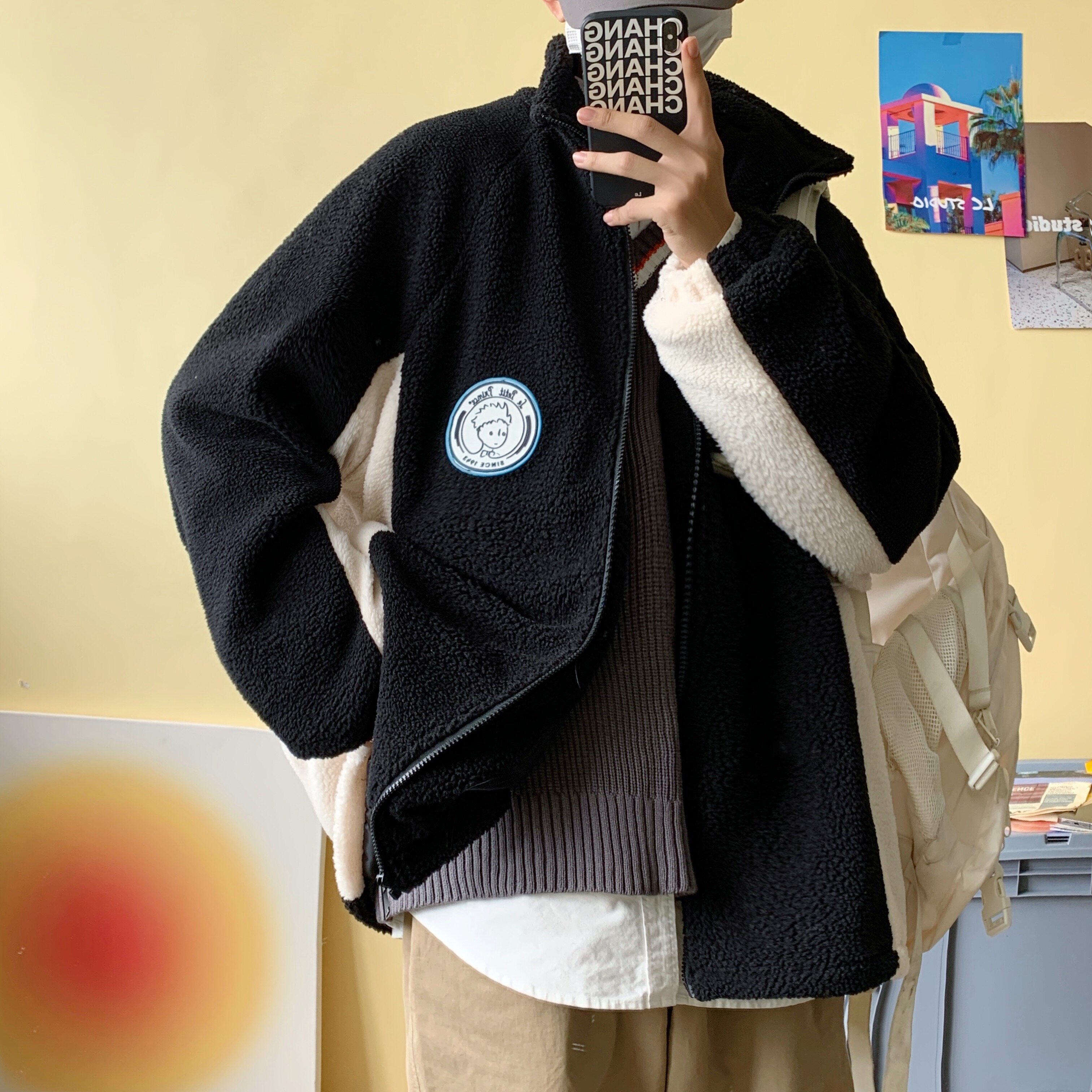 冬季流行拉链外套男棉衣拼色韩版潮流棉服宽松l立领711MY215P95,男装棉衣,星座513