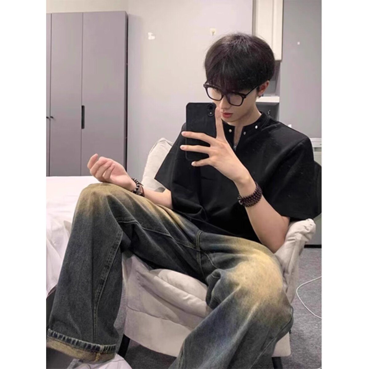 美式复古t恤潮牌痞帅炸街男宽松短袖圆领513DX1108特P27,男装T恤,星座513