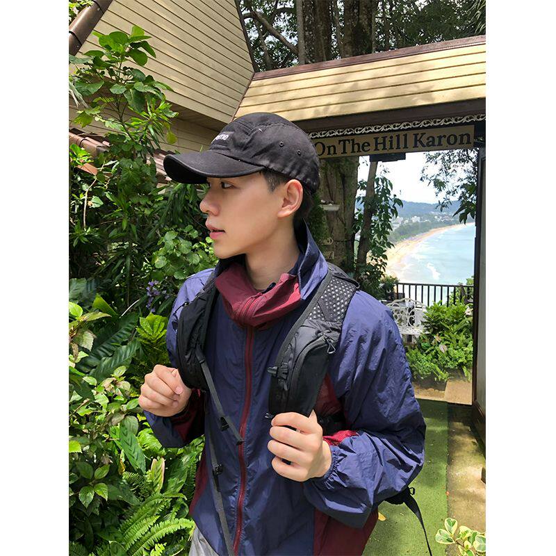 美式撞色拼接连帽冲锋衣防晒服夏季男女宽松休闲外套513FS1738P52,男装防晒衣,星座513