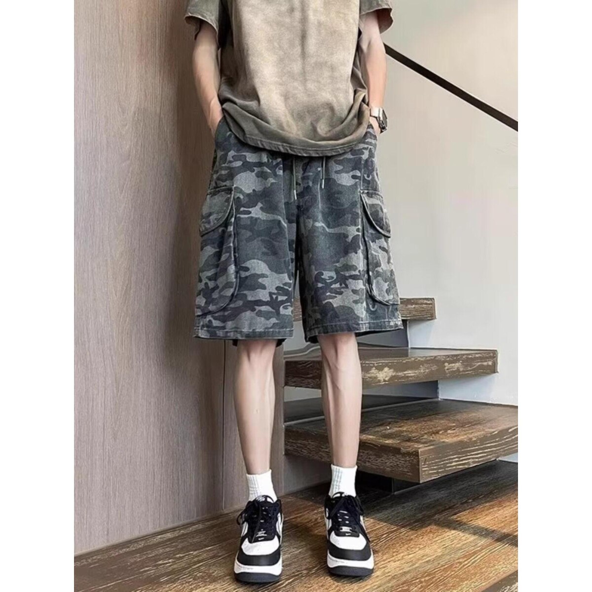 夏季新款男户外高端迷彩工装休闲短裤美式宽松五分裤513DK1708P42,女装休闲裤,星座513