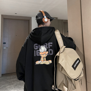 美式男女复古休闲宽松慵懒风字母连帽开衫卫衣外套514-7 WY08图片